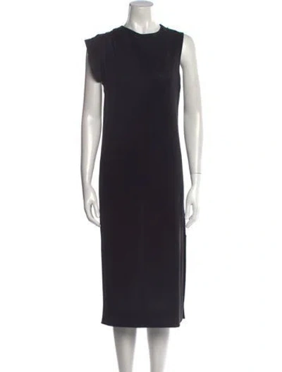 Pre-owned Equipment Crew Neck Midi Length Dress In Black