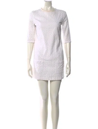 Pre-owned Equipment Crew Neck Mini Dress In White