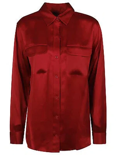 Pre-owned Equipment Dual Chest Pocket Shirt In Red Dahlia