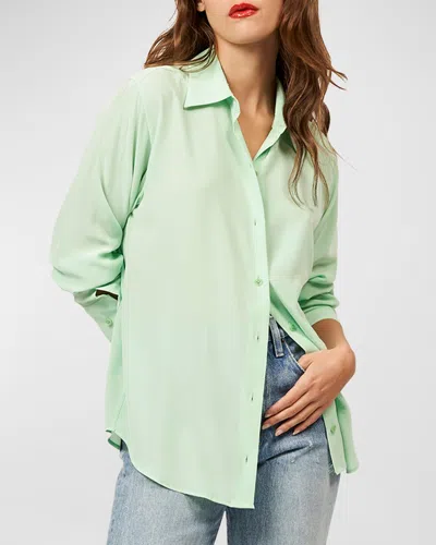 Equipment Essential Long-sleeve Silk Shirt In Green Ash