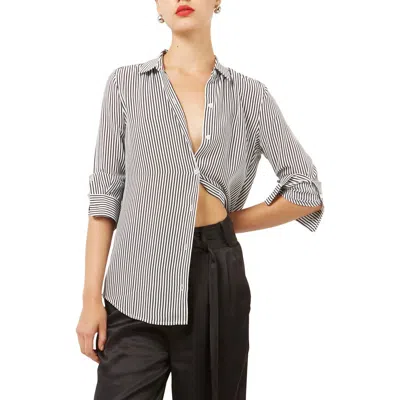 Equipment Essential Stripe Silk Shirt In White