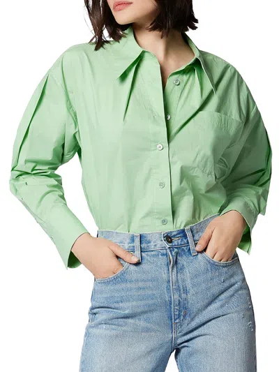 Equipment Femme Sergine Womens Collared Long Sleeve Button-down Top In Green