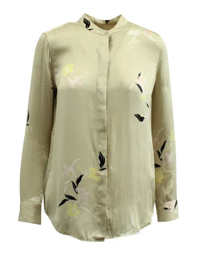 Equipment Floral Print Blouse In Beige Silk In Neutral