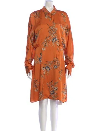 Pre-owned Equipment Floral Print Knee-length Dress In Orange