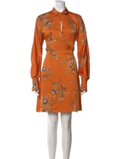 Pre-owned Equipment Floral Print Knee-length Dress In Orange