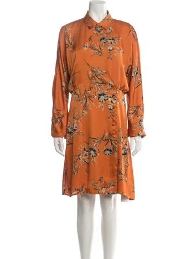 Pre-owned Equipment Floral Print Knee-length Dress In Orange