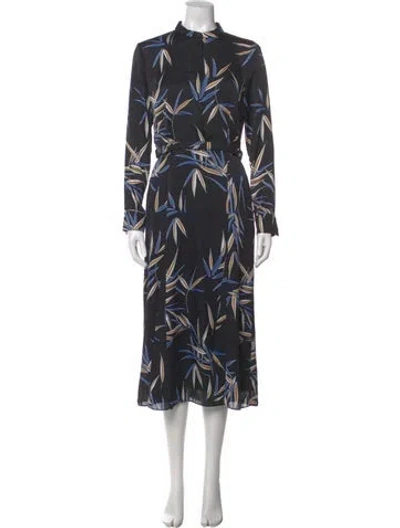 Pre-owned Equipment Floral Print Long Dress In Black