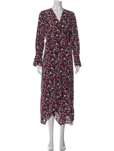 Pre-owned Equipment Floral Print Long Dress In Black