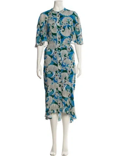 Pre-owned Equipment Floral Print Long Dress In Blue