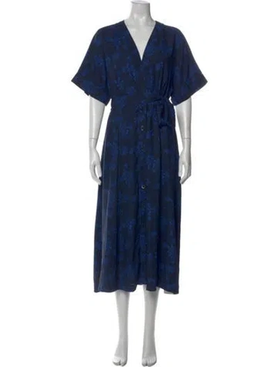 Pre-owned Equipment Floral Print Long Dress In Blue