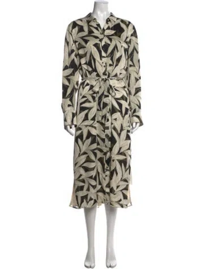 Pre-owned Equipment Floral Print Long Dress In Neutral