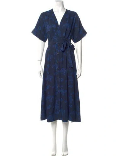 Pre-owned Equipment Floral Print Long Dress W/ Tags In Blue