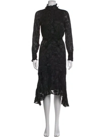 Pre-owned Equipment Floral Print Midi Length Dress In Black