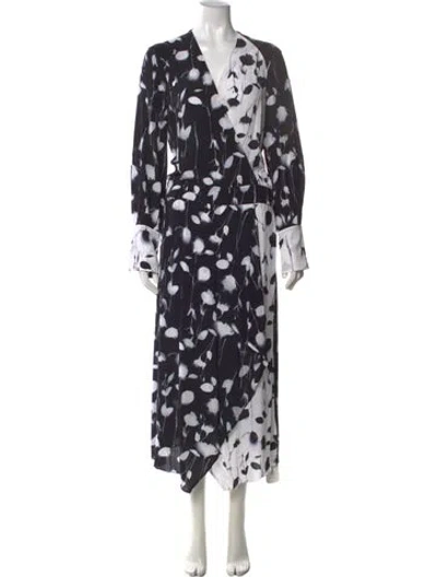 Pre-owned Equipment Floral Print Midi Length Dress In Black