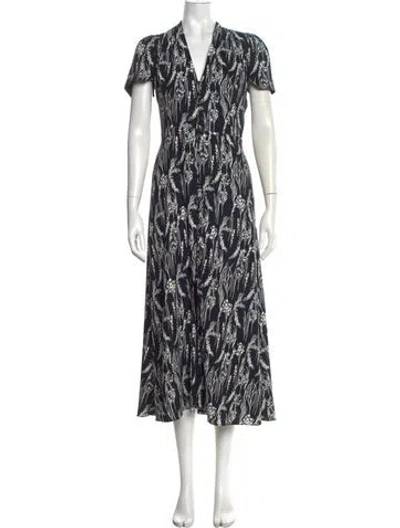 Pre-owned Equipment Floral Print Midi Length Dress In Blue