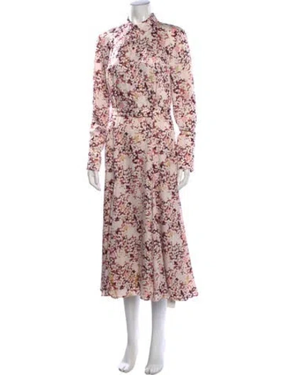 Pre-owned Equipment Floral Print Midi Length Dress In Pink