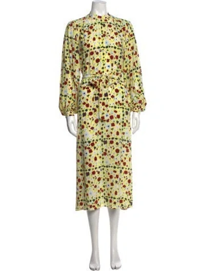 Pre-owned Equipment Floral Print Midi Length Dress In Yellow
