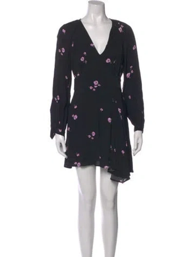 Pre-owned Equipment Floral Print Mini Dress In Black