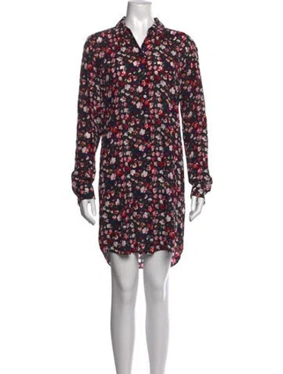 Pre-owned Equipment Floral Print Mini Dress In Black