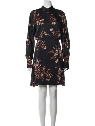Pre-owned Equipment Floral Print Mini Dress In Black