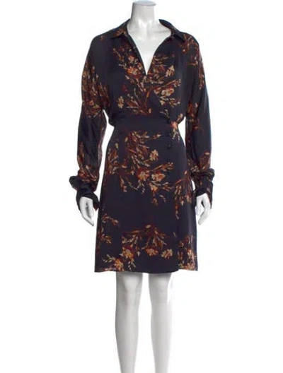 Pre-owned Equipment Floral Print Mini Dress In Blue