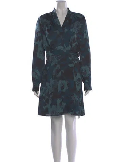 Pre-owned Equipment Floral Print Mini Dress In Green