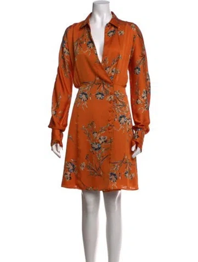 Pre-owned Equipment Floral Print Mini Dress In Orange