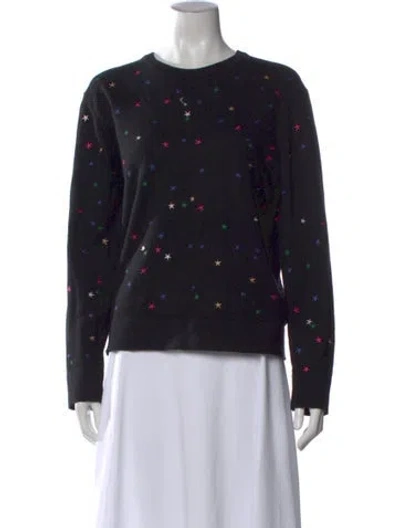 Pre-owned Equipment Graphic Print Crew Neck Sweater In Black