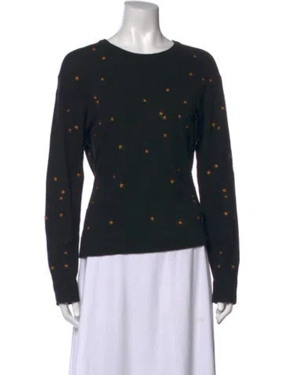 Pre-owned Equipment Graphic Print Crew Neck Sweater In Black