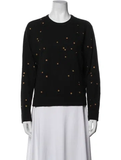 Pre-owned Equipment Graphic Print Crew Neck Sweater In Black