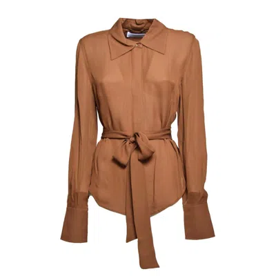 Equipment Graysen Blouse In Brown Silk With Sash