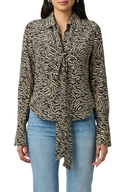 Equipment Graysen Print Tie Neck Silk Button-up Shirt In Black