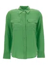 EQUIPMENT GREEN SATIN SLIM SIGNATURE SHIRT IN SILK WOMAN