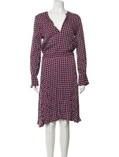 Pre-owned Equipment Houndstooth Print Midi Length Dress In Pink