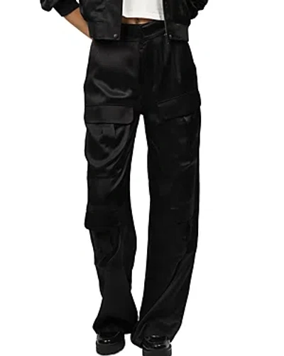 Equipment Ines Straight-leg Silk Satin Trousers In True Black