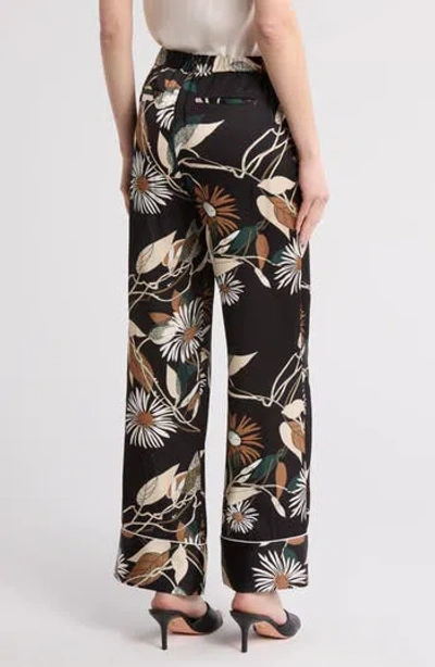 Equipment Joselyn Daisy Floral Silk Pajama Pants In True Black Multi