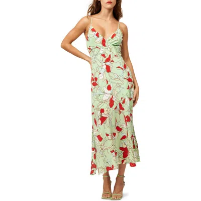 Equipment Justine Abstract Floral Silk Midi Dress In Green Ash Multi