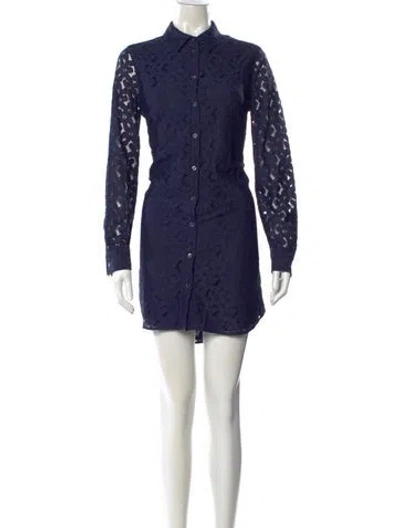 Pre-owned Equipment Lace Pattern Mini Dress In Blue
