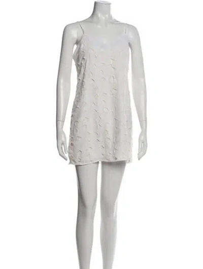 Pre-owned Equipment Lace Pattern Mini Dress In White
