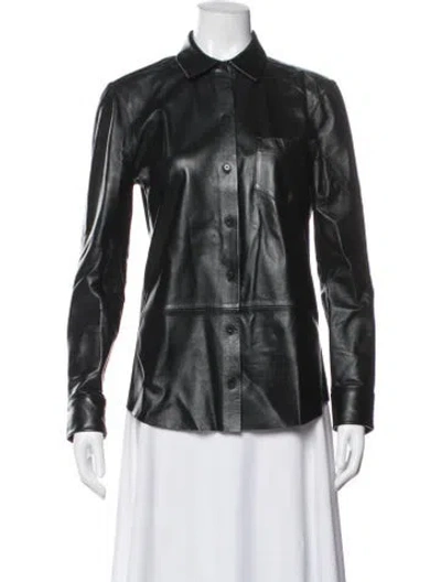Pre-owned Equipment Lamb Leather Jacket In Black