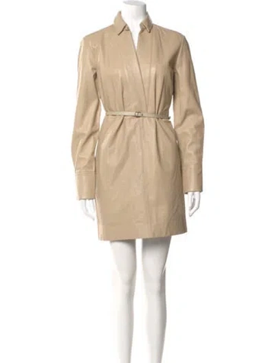 Pre-owned Equipment Lamb Leather Mini Dress In Brown