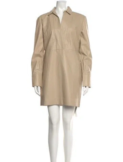 Pre-owned Equipment Leather Mini Dress In Brown