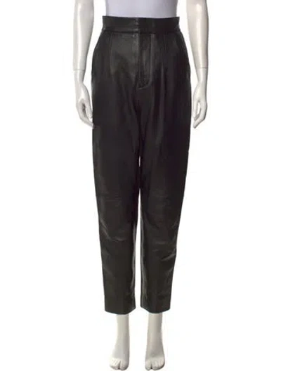 Pre-owned Equipment Leather Straight Leg Pants In Black