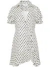 Equipment Lilia Dot Ruffle Sleeve Silk Minidress In White