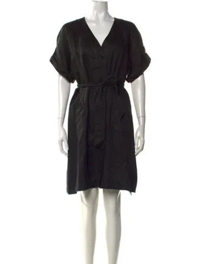 Pre-owned Equipment Linen Knee-length Dress In Black