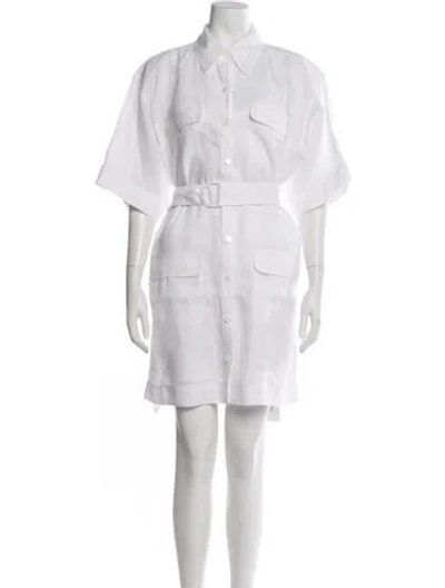 Pre-owned Equipment Linen Knee-length Dress In White