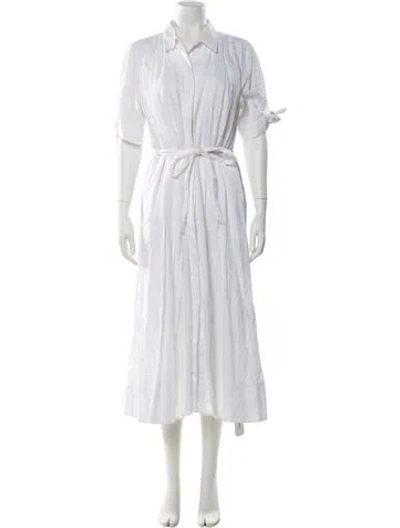 Pre-owned Equipment Linen Long Dress In White