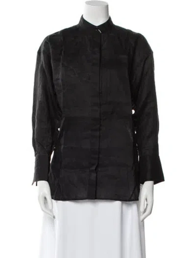 Pre-owned Equipment Linen Long Sleeve Button-up Top W/ Tags In Black