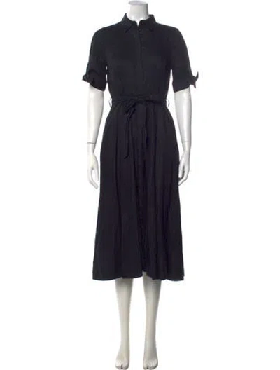 Pre-owned Equipment Linen Midi Length Dress In Blue