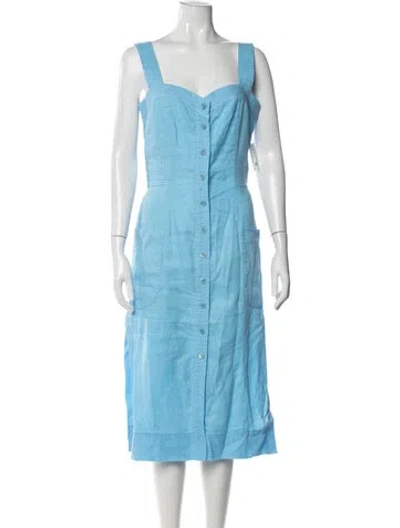 Pre-owned Equipment Linen Midi Length Dress W/ Tags In Blue